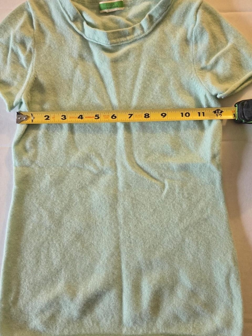 J.Crew 100% Cashmere Short Sleeve Sweater Mint Green Rolled Neck Extra Small